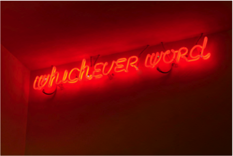 Maurizio Nannucci, Whichever word (Red), 2012.