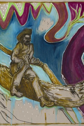 Billy Childish, man in tree, Kroonstad 1901, 2014