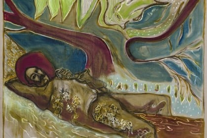 Billy Childish, man reclining on a willow tree, Kroonstad 1901, 2014