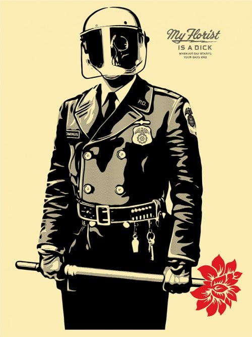 Shepard Fairey, My florist is a dick, 2015.