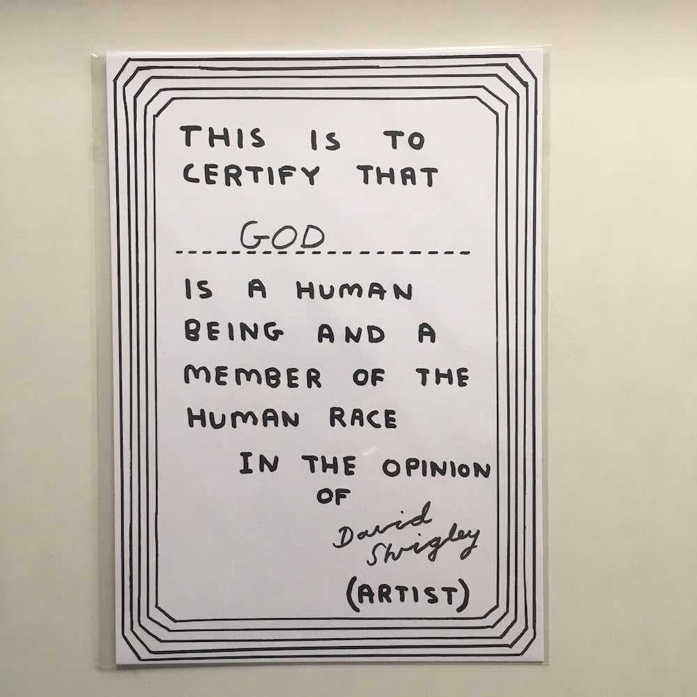 David Shrigley - Certificate of Human Status - 2018
