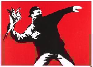 Banksy - Love is in the Air  (Flower Thrower) - 2003