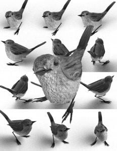 Simon Denny - Extinction Hedge Avatar (King Island Brown Thornbill) - 2019