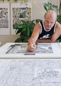 Jonas Wood - Pattern Couch Interior with Mar Vista View - 2020