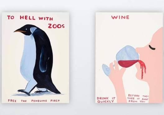 David Shrigley⁠ - "To Hell With Zoos" and "Wine" - 2021