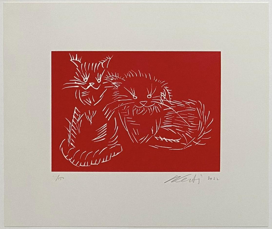 Ai Weiwei - Cats (Red) - 2022