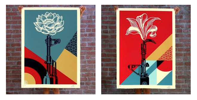 Shepard Fairey - AK-47 Lotus & AR-15 Lily -  2022