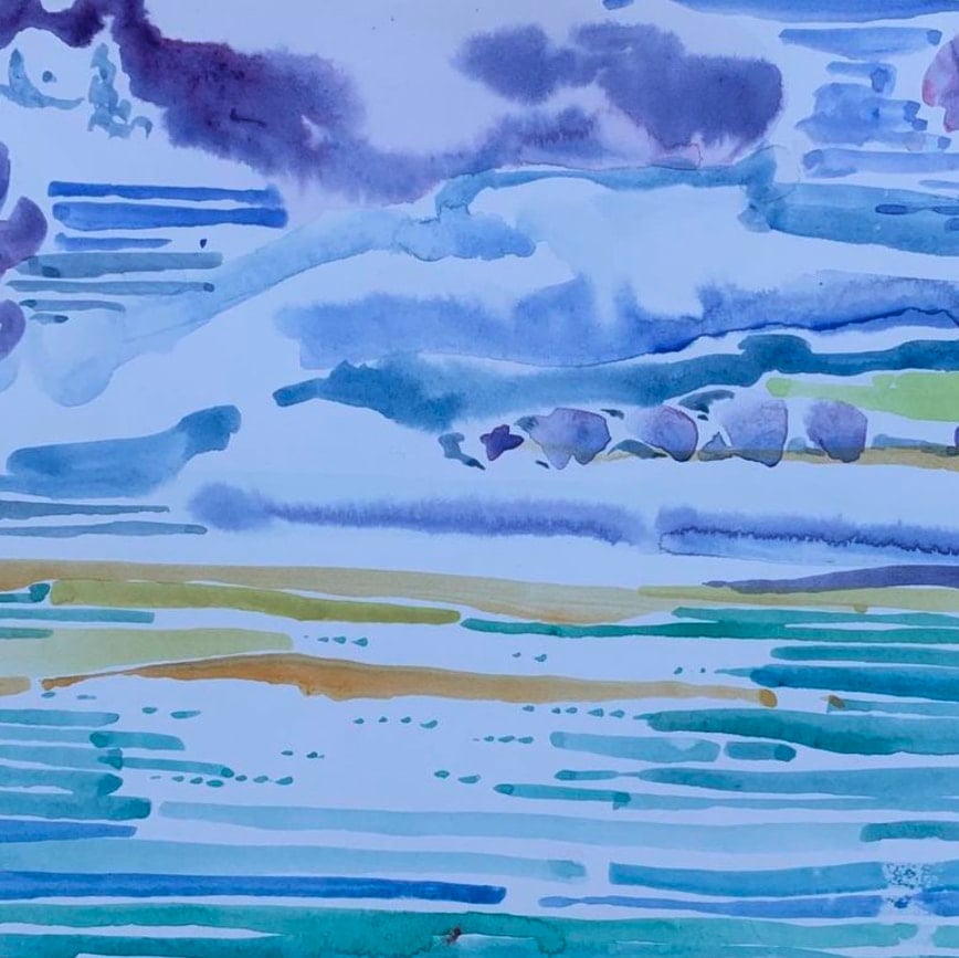 Bob and Roberta Smith - Unique Watercolour - Kent and Calais Seaview - 2022 