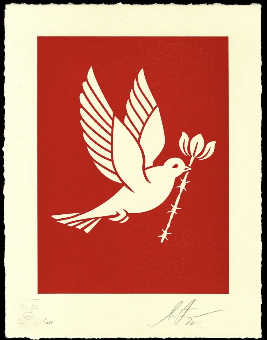 Shepard Fairey - Barb Wire Dove (Two Colorways: Red & Blue) - 2022