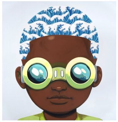 Hebru Brantley - No Durag and The Water’s Choppy (Waves pt. 3) - 2023