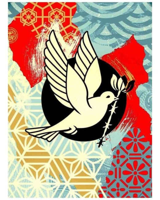 Shepard Fairey - Barb Wire Dove Collage - 2023