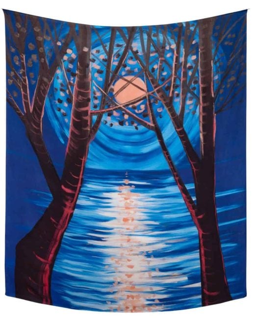Ann Craven - Big Moon (Blue Night, Pink Glowing Trees, August, Cushing, 2021) - Silk Scarf - 2021/2024 