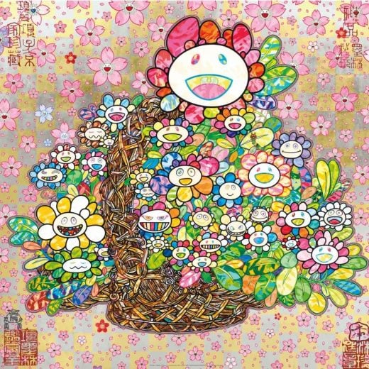 Takashi Murakami - "Homage to 'Basket of Flowers' by Song Dynasty Artist Li Song” - 2025