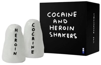 David Shrigley Heroine and Cocaine Salt & Pepper Shakers
