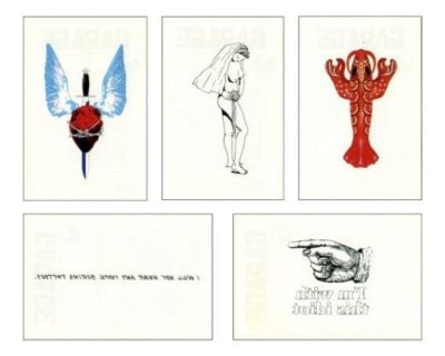 John Baldessari, Dinos Chapman, Damien Hirst, Jeff Koons and Raymond Pettibon - Set of 5 Tattoos - 2011
