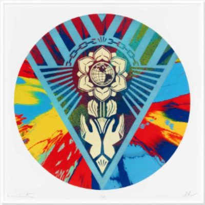 Shepard Fairey X Damien Hirst - TT3-3 - Beautiful Rotating Earth Justice Spin Painting - 2025