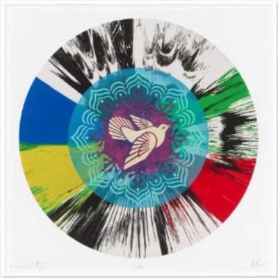 Shepard Fairey X Damien Hirst - TT3-4 - Beautiful Optimistic Peace and Love Dove Spin Painting - 2025